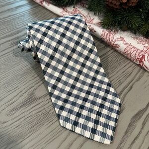 Brooks Brothers Makers Tie Blue Green White Plaid Check Print Silk